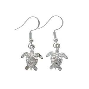 Vintage Sterling Silver 925 Sea Turtle Dangle Earrings